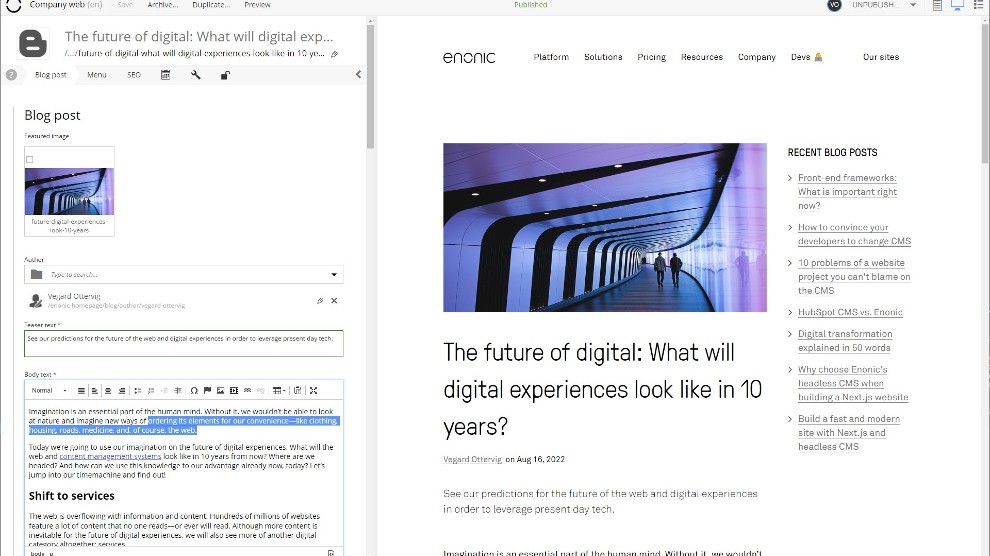 Working with structured content.