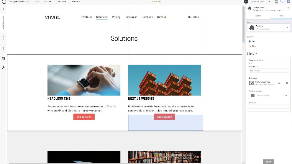 Content Studio Page Editor.