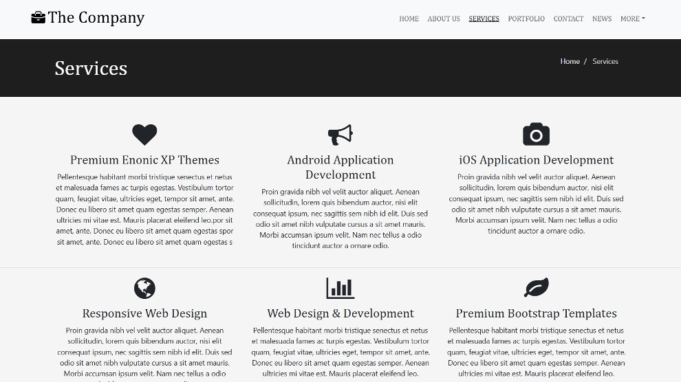 Define and list your services.