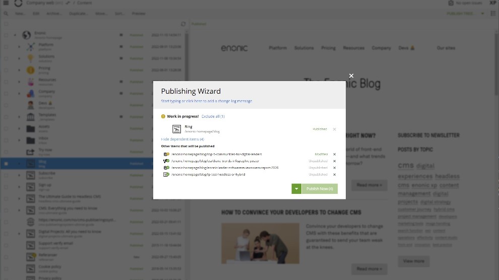 Publishing wizard.