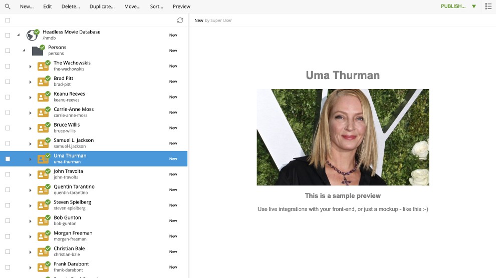 Browsing the content with sample preview