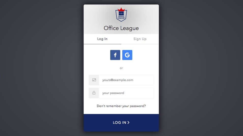 Login page