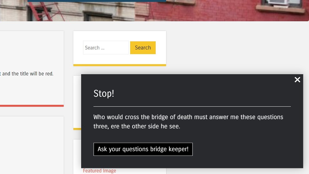 Popup in corner of screen