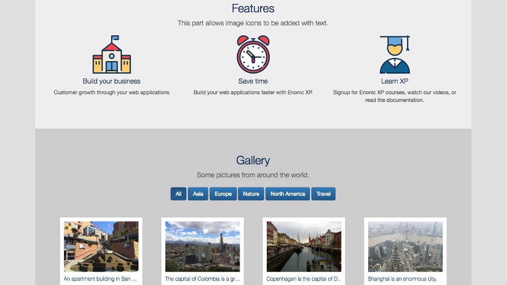 Features and gallery