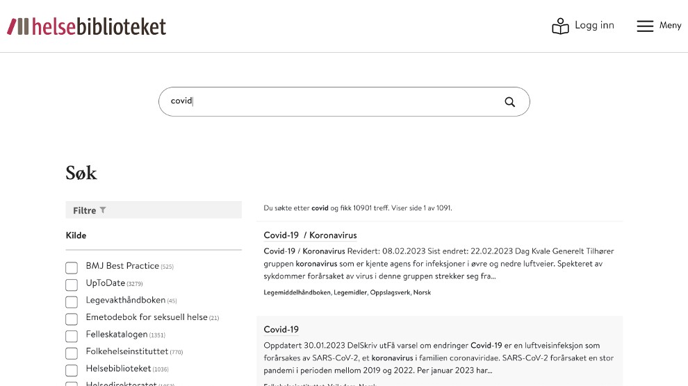Advanced multi-source indexing and custom frontend on Helsebiblioteket.no